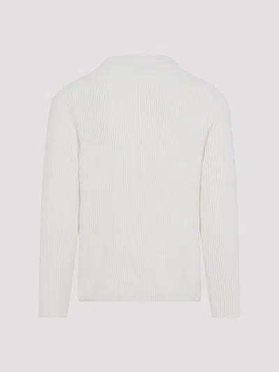 C.p. Company Sea Island Gauze White Cotton Sweater In White