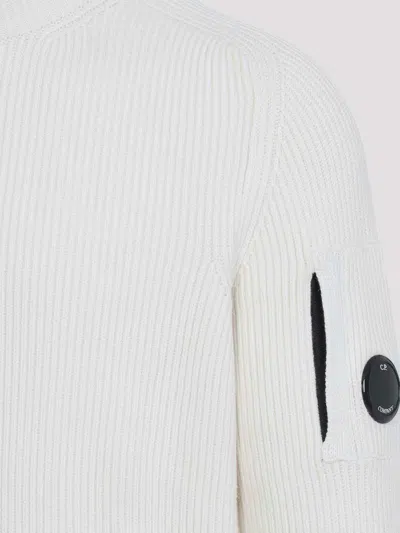 C.p. Company Sea Island Gauze White Cotton Sweater In White
