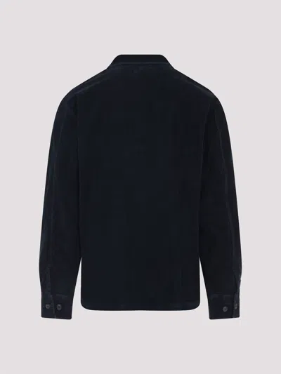 C.p. Company Classic Black Shirt-style Jacket With Structured Collar And Flap Pockets In Blue