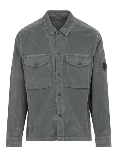C.p. Company Structured Grey Jacket With Button-up Front And Signature Lens Detail In Gray