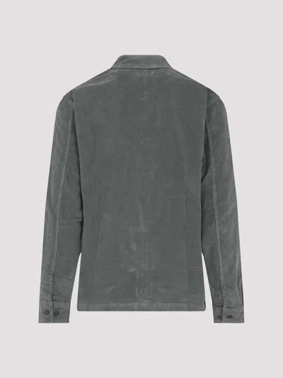 C.p. Company Structured Grey Jacket With Button-up Front And Signature Lens Detail In Gray