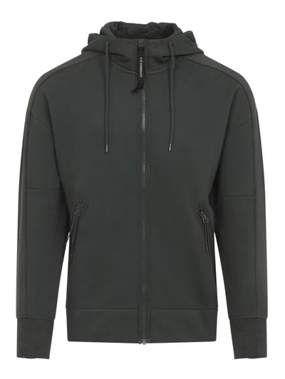 C.p. Company Structured Black Hoodie With Integrated Goggles In Gray
