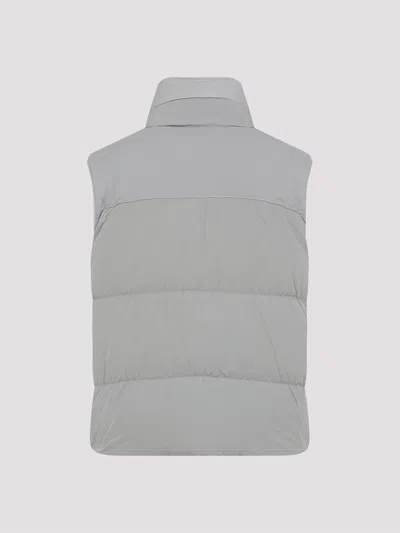 C.p. Company Padded Grey Vest With High Stand Collar And Snap-button Placket In Gray