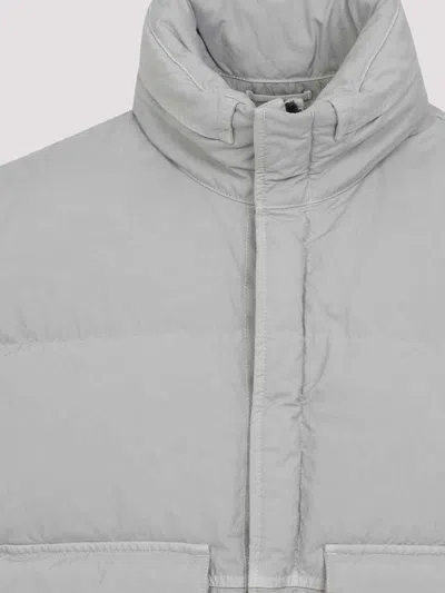 C.p. Company Padded Grey Vest With High Stand Collar And Snap-button Placket In Gray