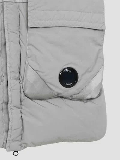 C.p. Company Padded Grey Vest With High Stand Collar And Snap-button Placket In Gray