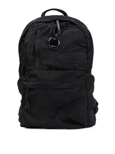 C.p. Company Navy Nylon B Lens Backpack In Black