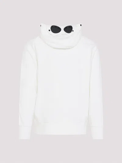 C.p. Company Men Sweatshirts Hooded Open In Diagonal Raised Fleece In White