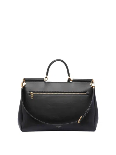 Dolce & Gabbana Black Handbag With Padlock Detail And Adjustable And Removable Shoulder Strap In Leather Woman In Black
