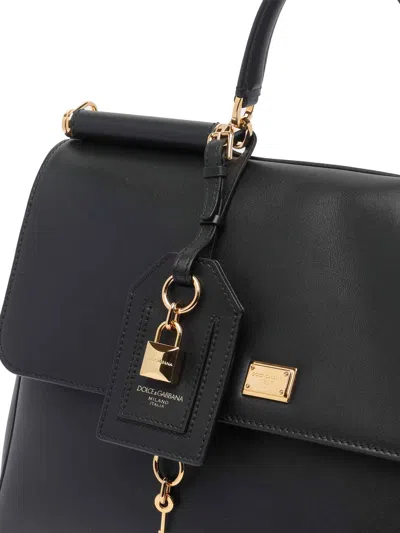 Dolce & Gabbana Black Handbag With Padlock Detail And Adjustable And Removable Shoulder Strap In Leather Woman In Black