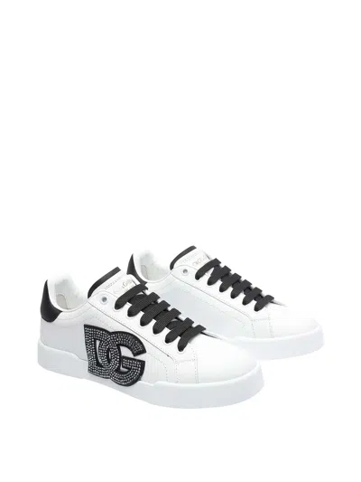 Dolce & Gabbana Calfskin Portofino Light Strobel Sneakers In White