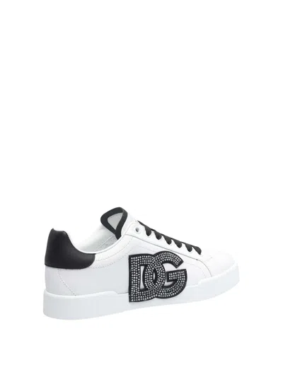 Dolce & Gabbana Calfskin Portofino Light Strobel Sneakers In White