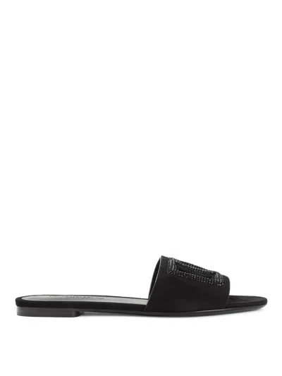 Dolce & Gabbana Dolce&gabbana Women Dg Logo Rubber Beachwear Sliders In Black
