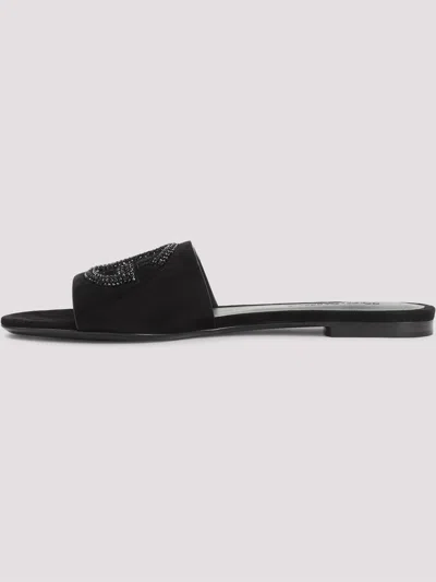 Dolce & Gabbana Dolce&gabbana Women Dg Logo Rubber Beachwear Sliders In Black