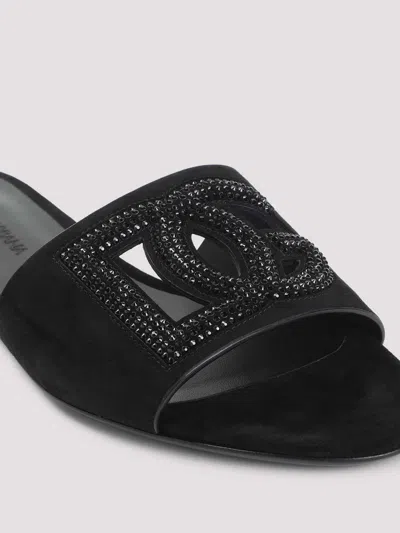 Dolce & Gabbana Dolce&gabbana Women Dg Logo Rubber Beachwear Sliders In Black