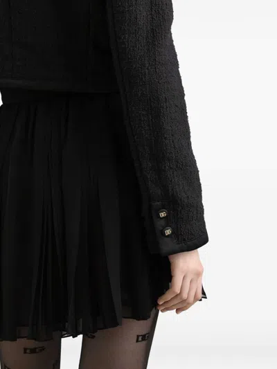 Dolce & Gabbana Cotton And Viscose Blazer With Animalier Print Lining In Black