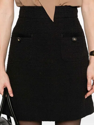 Dolce & Gabbana Cotton Skirt With Button Embellishment And Patch Pockets In Black