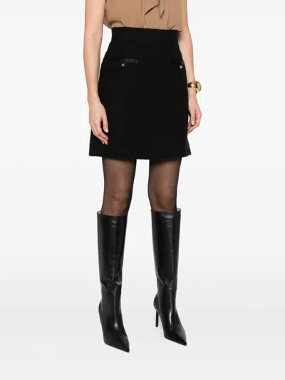 Dolce & Gabbana Cotton Skirt With Button Embellishment And Patch Pockets In Black