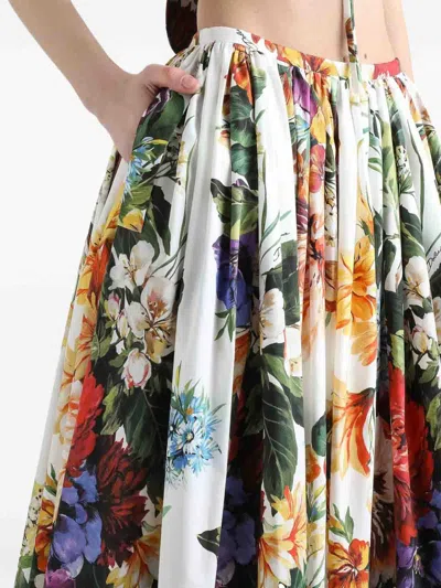 Dolce & Gabbana Flower-bouquet Print Midi Skirt In Multi