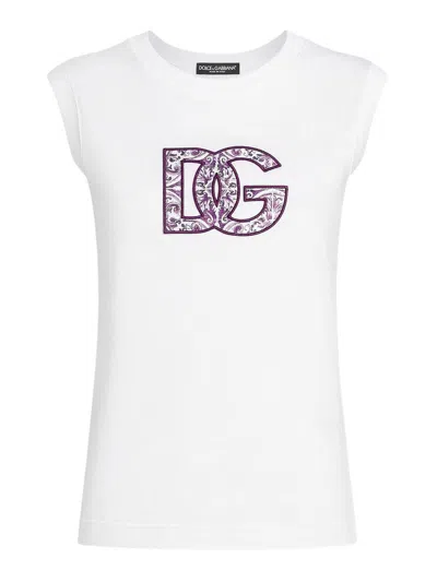 Dolce & Gabbana Women Logo Cotton T-shirt In White