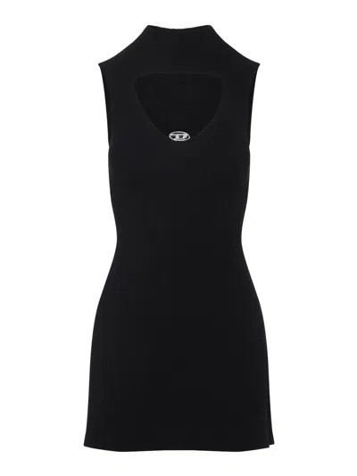 Diesel Mini Wool Dress With Inlay In Black
