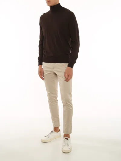 Drumohr 140's Merino Superfine Wool Top In Brown