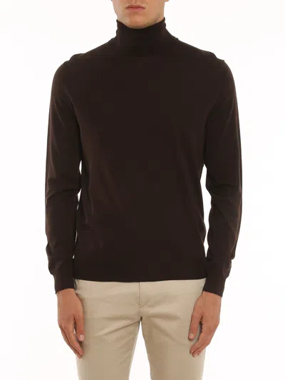 Drumohr 140's Merino Superfine Wool Top In Brown