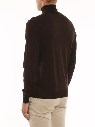 Drumohr 140's Merino Superfine Wool Top In Brown