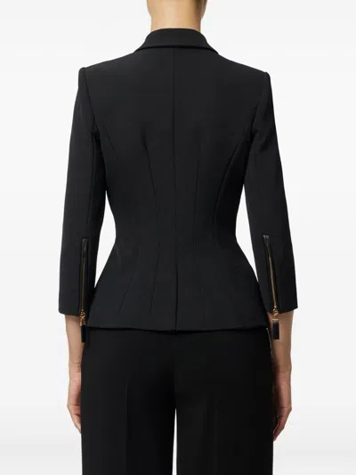 Elisabetta Franchi Tailored Blazer With Padded Shoulders And Peak Lapels In Black