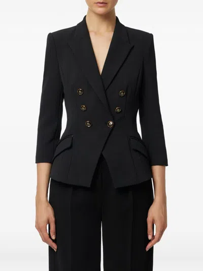 Elisabetta Franchi Tailored Blazer With Padded Shoulders And Peak Lapels In Black