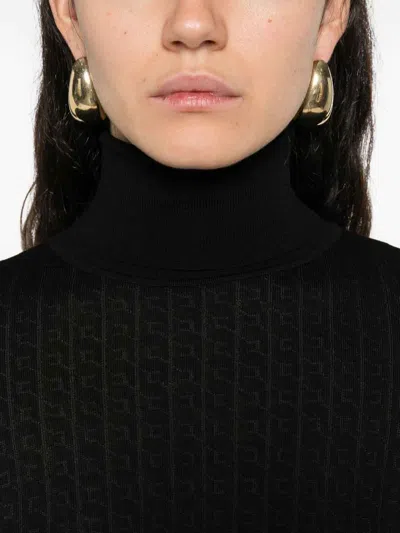 Elisabetta Franchi Wool Blend Turtle-neck Sweater In Black