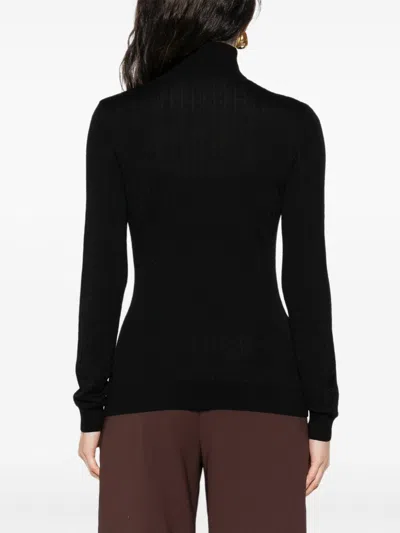 Elisabetta Franchi Wool Blend Turtle-neck Sweater In Black