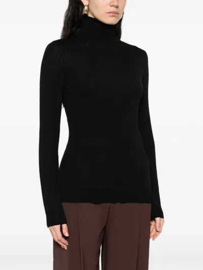 Elisabetta Franchi Wool Blend Turtle-neck Sweater In Black