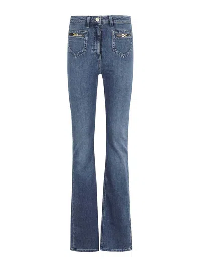 Elisabetta Franchi Classic Flared Jeans With Fitted Waist In Blue