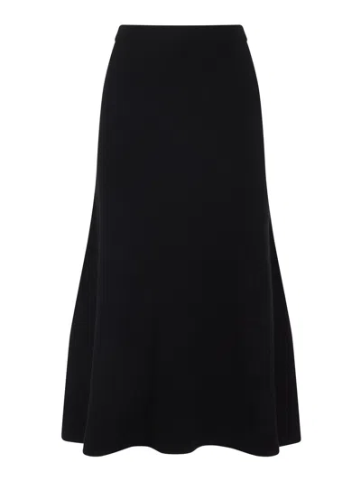Fabiana Filippi Flared High-waisted Wool Silk Cashmere Skirt In Black