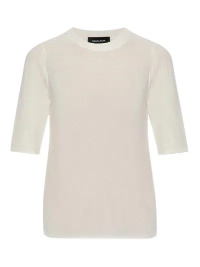 Fabiana Filippi Fitted Cotton Top Ribbed Texture In White