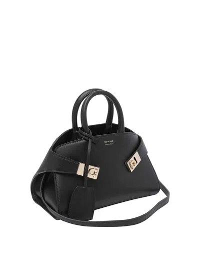 Ferragamo Mini Hug Leather Top-handle Bag In Black