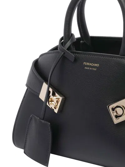Ferragamo Mini Hug Leather Top-handle Bag In Black