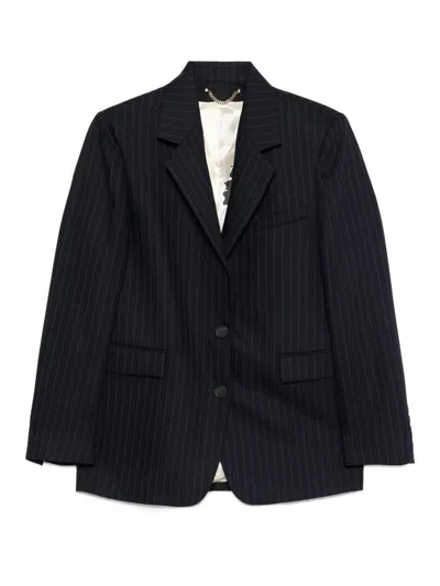 Golden Goose Women Single-breasted Pinstriped Jacket In Blue