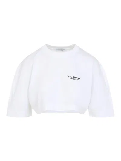 Givenchy Cropped Fit T-shirt In Cotton With Stamp Print Clothing In White