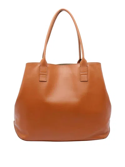 Hogan Medium Script Logo Leather Shoulder Bag In Sand