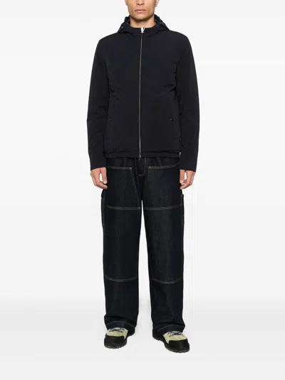 Herno Hooded Long Sleeve Jacket With Elasticated Hem In Blue