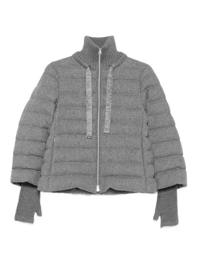 Herno Cashmere And Wool Padded Jacket In Gray