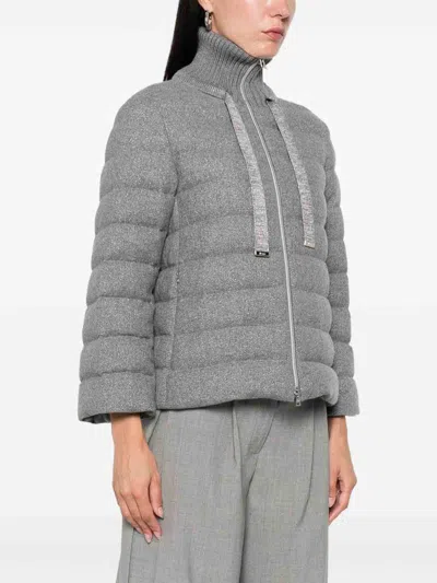 Herno Cashmere And Wool Padded Jacket In Gray