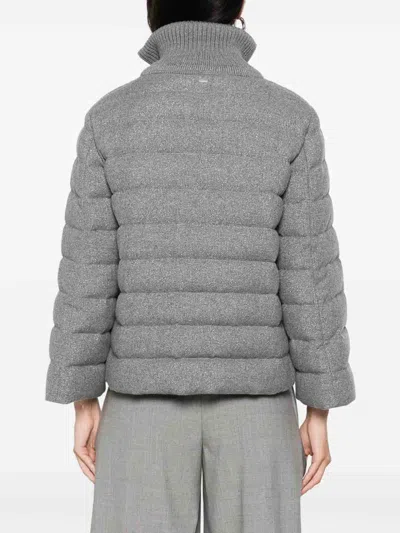 Herno Cashmere And Wool Padded Jacket In Gray