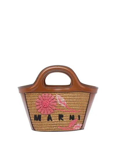 Marni Borsa A Mano In Rafia Caramello  Donna In Brown