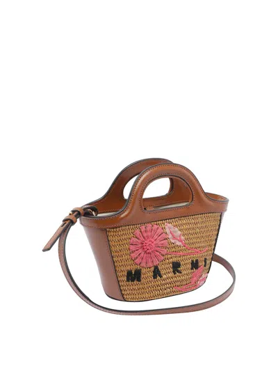 Marni Borsa A Mano In Rafia Caramello  Donna In Brown
