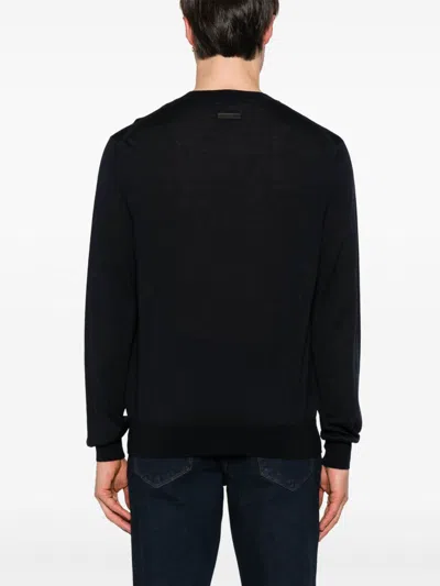 Jacob Cohen Men Wool And Silk Crewneck Sweater In Blue