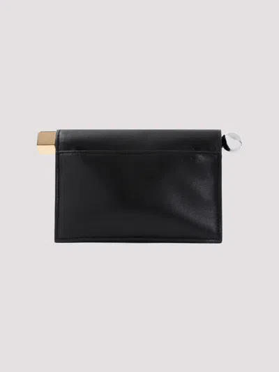 Jacquemus Rectangular Lamb Leather Clutch With Rolled Handle In Black