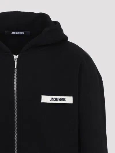 Jacquemus Le Hoodie Zip Gros Hooded Cotton Sweatshirt In Black