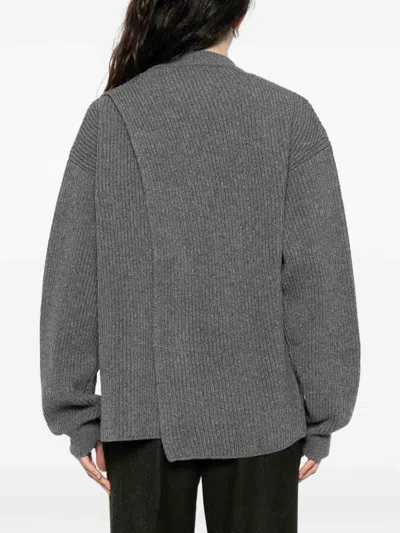 Jil Sander Wool Crewneck Jumper With Dropped Shoulders In Green